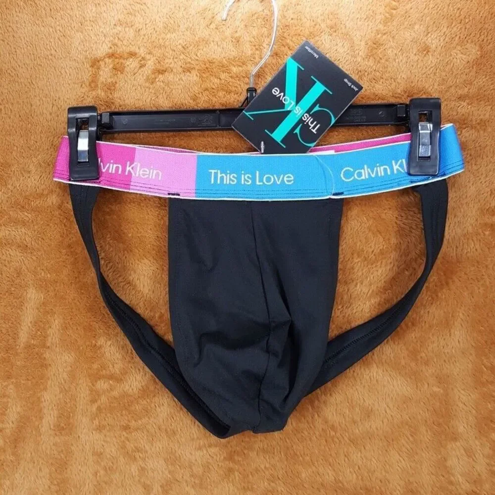 CALVIN KLEIN Jock Strap Mens XL Black This Is Love Pride